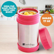 Bentology Reusable Insulated Food Jar - Pink Stainless Steel