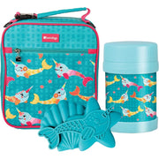 Bentology Convertible Kit - 2 in 1 Reusable Lunch Bag, Hard Ice Pack, Insulated Food Jar - Narwhal