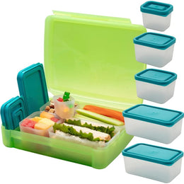 Bentology Bento Box Set with 5 Removable Nesting Containers -  Green