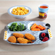 Bentology - Construction Compartment Mealtime 5 Piece Kit - Divided Plate, Bowl, Cup & Utensils