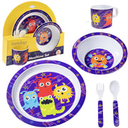 Bentology Monster Mealtime 5 Piece Kit - Plate, Bowl, Cup, Spoon and Fork