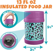 Bentology 3 in 1 Lunch Kit - Bag,  Food Jar, Hard Ice Pack - Cheetah