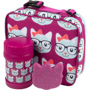 Bentology 3 in 1 Lunch Kit - Bag, Food Jar, Hard Ice Pack - Kitty Cat