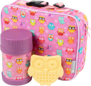 Bentology 3 in 1 Lunch Kit - Bag, Food Jar, Hard Ice Pack - Owl