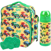 Bentology 3 in 1 Lunch Kit - Bag, Water Bottle, Hard Ice Pack - Monster Truck
