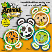 Bentology Zoo Friends Mealtime Melamine Plates 4 Pack - Panda, Monkey, Alligator & Tiger