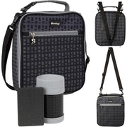 Bentology Convertible Kit - 2 in 1 Reusable Lunch Bag, Hard Ice Pack, Insulated Food Jar - Black Checker