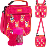 Bentology Convertible Kit - 2 in 1 Reusable Lunch Bag, Hard Ice Pack, Insulated Food Jar - Corgi