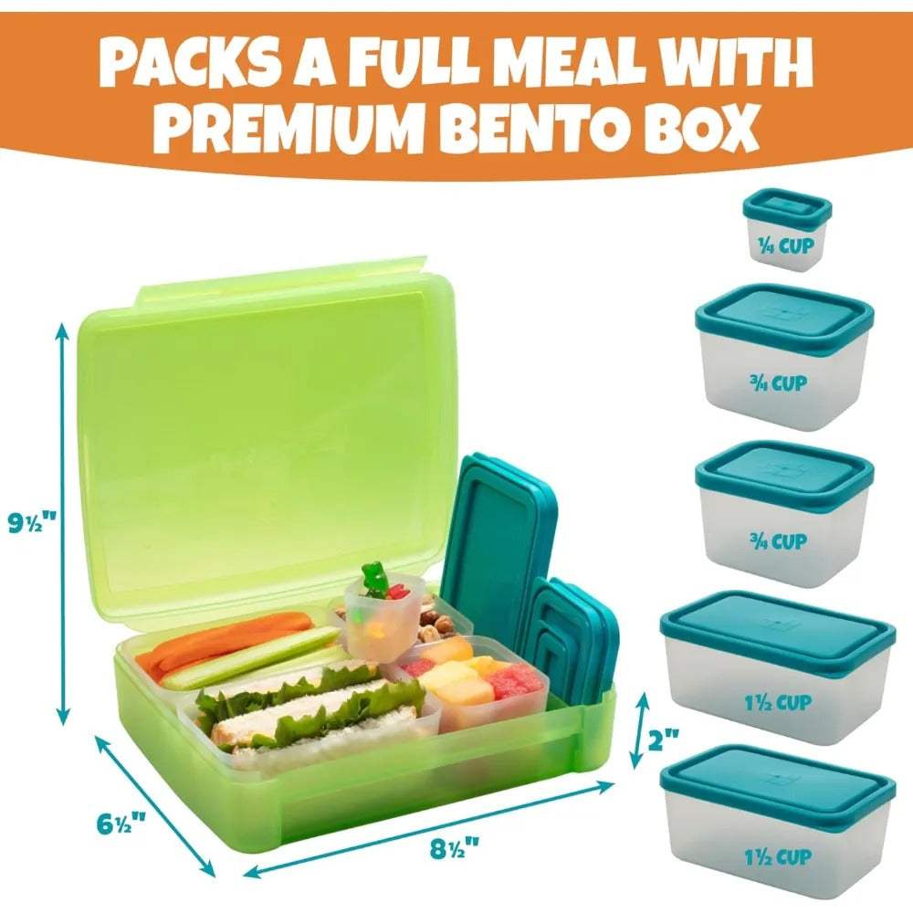 Bentology Bento Box Set with 5 Removable Nesting Containers - Green