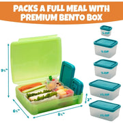 Bentology Bento Box Set with 5 Removable Nesting Containers -  Green