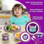 Bentology Kitty Mealtime 5 Piece Kit - Plate, Bowl, Cup, Spoon and Fork