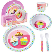 Bentology Cupcake Mealtime 5 Piece Kit - Plate, Bowl, Cup, Spoon and Fork