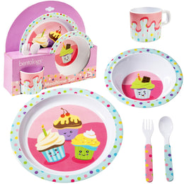 Bentology Cupcake Mealtime 5 Piece Kit - Plate, Bowl, Cup, Spoon and Fork