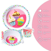Bentology Cupcake Mealtime 5 Piece Kit - Plate, Bowl, Cup, Spoon and Fork