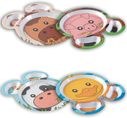 Bentology Zoo Friends Mealtime Melamine Plates 4 Pack Farm Edition- Horse, Duck, Cow & Pig