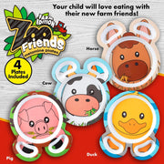 Bentology Zoo Friends Mealtime Melamine Plates 4 Pack Farm Edition- Horse, Duck, Cow & Pig