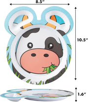 Bentology Zoo Friends Mealtime Melamine Plates 4 Pack Farm Edition- Horse, Duck, Cow & Pig