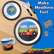 Bentology Race Car Mealtime 5 Piece Kit - Plate, Bowl, Cup, Spoon and Fork