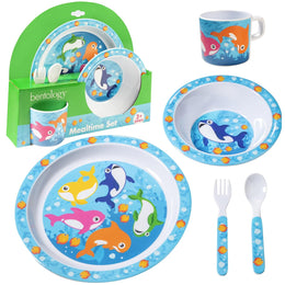 Bentology Shark Mealtime 5 Piece Kit - Plate, Bowl, Cup, Spoon and Fork