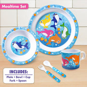 Bentology Shark Mealtime 5 Piece Kit - Plate, Bowl, Cup, Spoon and Fork