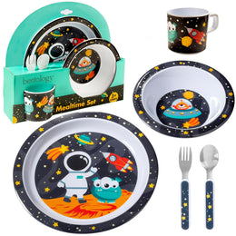 Bentology Space Mealtime 5 Piece Kit - Plate, Bowl, Cup, Spoon and Fork