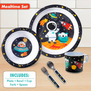 Bentology Space Mealtime 5 Piece Kit - Plate, Bowl, Cup, Spoon and Fork