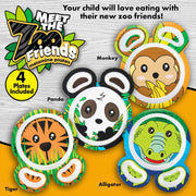 Bentology Zoo Friends Mealtime Melamine Plates 4 Pack - Panda, Monkey, Alligator & Tiger