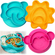 Bentology Silicone Non-Slip Feeding Plates - 3 Pack Animal