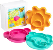 Bentology Silicone Non-Slip Feeding Plates - 3 Pack Animal
