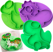 Bentology Silicone Non-Slip Feeding Plates - 3 Pack Dinosaur