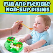 Bentology Silicone Non-Slip Feeding Plates - 3 Pack Dinosaur