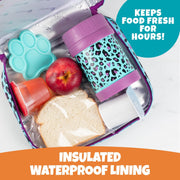 Bentology 3 in 1 Lunch Kit - Bag,  Food Jar, Hard Ice Pack - Cheetah