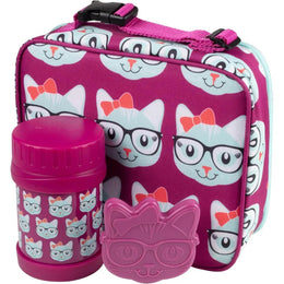 Bentology 3 in 1 Lunch Kit - Bag, Food Jar, Hard Ice Pack - Kitty Cat