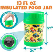 Bentology 3 in 1 Lunch Kit - Bag, Food Jar, Hard Ice Pack - Monster Truck