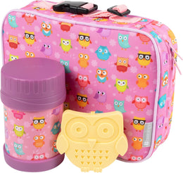 Bentology 3 in 1 Lunch Kit - Bag, Food Jar, Hard Ice Pack - Owl