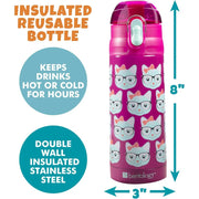 Bentology Reusable Insulated Water Bottle - Kitty Cat