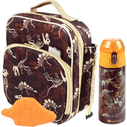 Bentology 3 in 1 Lunch Kit - Bag, Water Bottle, Hard Ice Pack - Dinosaur